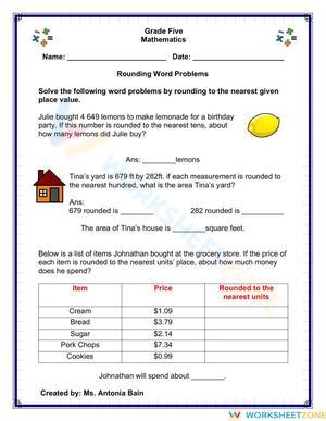 Rounding Word Problems