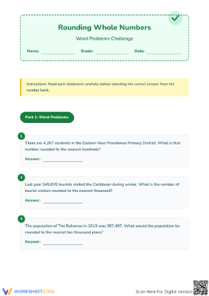 Essential Rounding Word Problems Worksheet | Grade 4-5