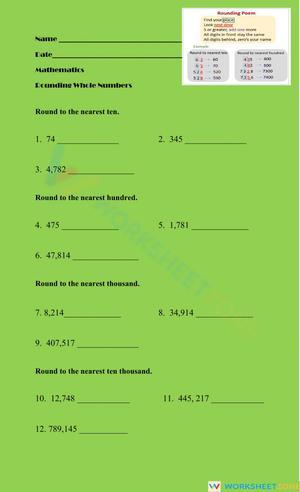 Rounding to Ten, Hundred, Thousand