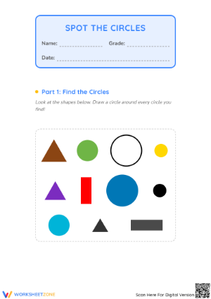 Printable Circle Worksheet | Kindergarten Math Activity