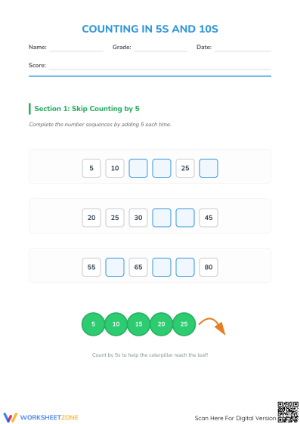 Essential Skip Counting in 5s and 10s Printable | Grade 2