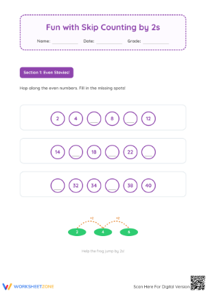 Printable Skip Counting by Two's Worksheet | Grade 1 Math
