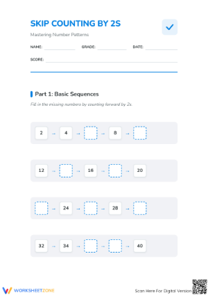 Skip Counting by 2s Worksheet | Essential Grade 2 Math
