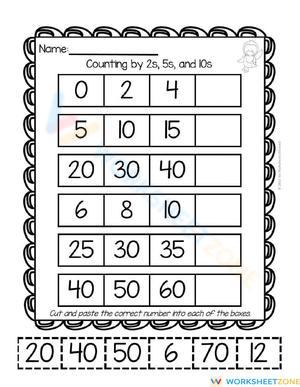 Skip Counting Quiz Worksheet