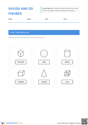 Essential Solid and 3D Figures Worksheet | Grade 4-7 Math