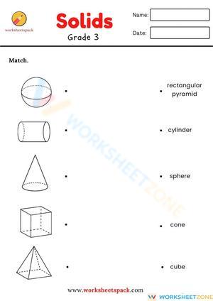 Solids matching worksheet