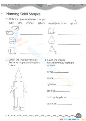 Naming Solid Shapes Worksheet