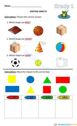 Sorting Objects – Roll, Stack, and Slide