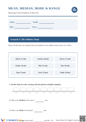 Mean Median Mode Range Worksheet | Essential Grade 6 Math