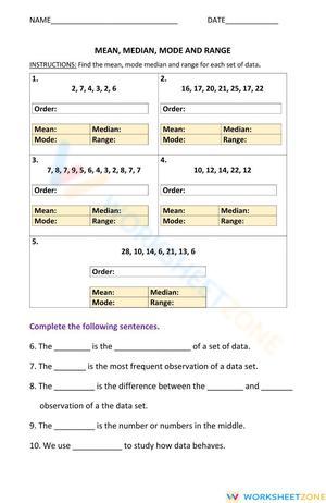 Mean Mode Media Range