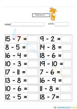 Grade 3 Subtraction Worksheets 2024