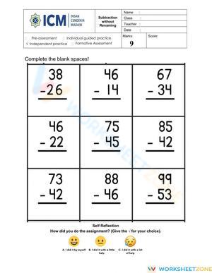Grade 2 Subtraction Without Renaming