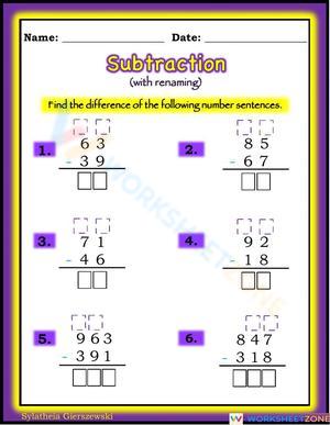 Practice Subtraction with Renaming