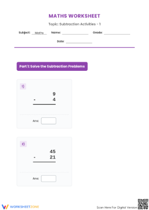 Grade 4-6 Subtraction — Printable No-Prep Worksheet