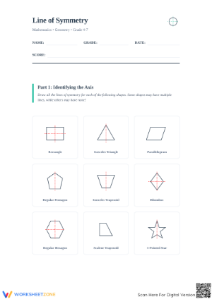 Line of Symmetry Worksheet: Essential Grade 4-7 Geometry