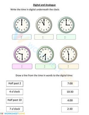 Digital and Analogue Time Conversion Practice