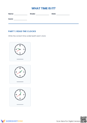 Printable Telling Time Worksheet | Grade 3-6 Math Ready