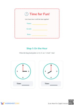 Essential Telling Time Worksheet | Grade 1 & 2 Math