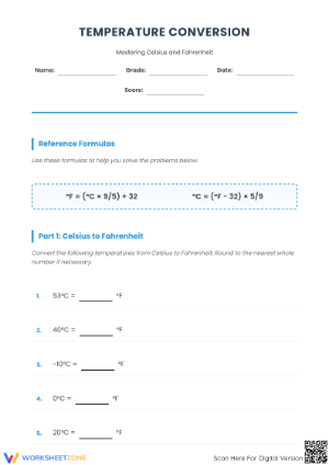 Converting Temperatures Worksheet | Essential Grade 5 Math