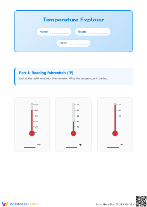 Printable Temperature Worksheet | Grade 2 Math Essential