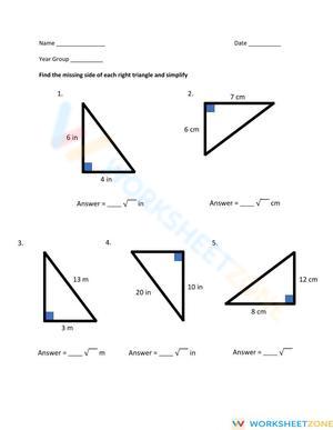 Find Missing Sides with Pythagorean Theorem