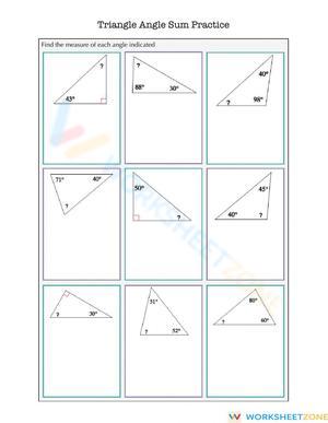 Triangle Angle Sum Practice Worksheet