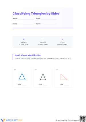 Printable Classify Triangles by Sides Worksheet | Grade 4