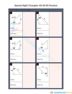 Practice: 45-45-90 Special Right Triangles
