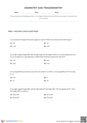 Printable Geometry & Trigonometry Practice | Grade 10
