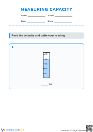 Printable Measuring Capacity Worksheet | Grade 2-3 Math