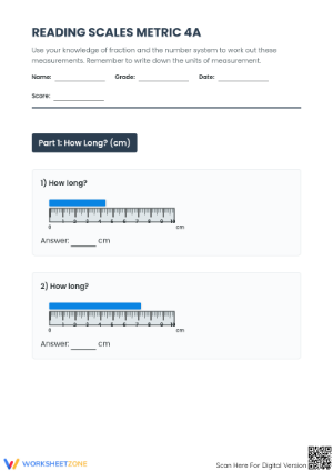 Essential Metric Measurement Scales Worksheet | Grades 3-5