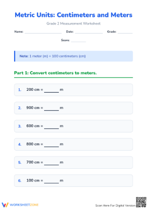 Metric Length Conversion Worksheet | Essential Grade 2 Math
