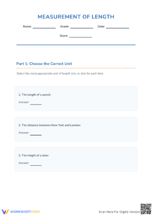 Essential Grade 4 Measurement of Length Worksheet | Printable