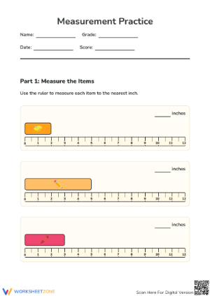 Printable Measurement Practice Worksheet | Grade 2 Math