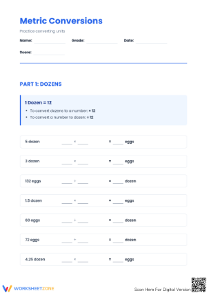 Metric Conversions Worksheet | Grade 5 Math Printable