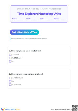 Printable Units of Time Worksheet | Complete Grade 2 Math