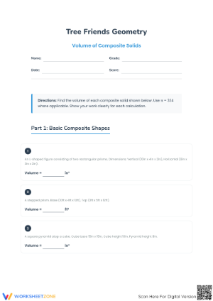 Essential Volume of Composite Figures Worksheet | Grade 7-10