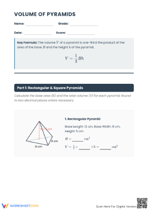 Volume of Pyramids Worksheet | Essential Grade 7-HS Aligned