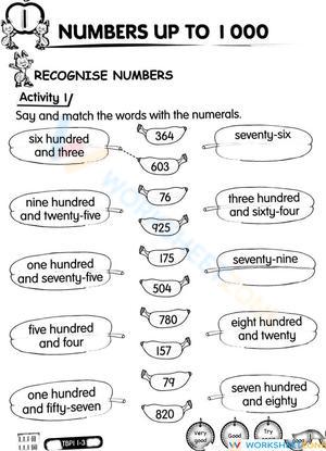 Match numbers and words