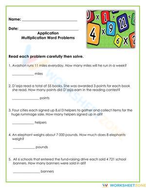 Application-Multiplication Word Problems