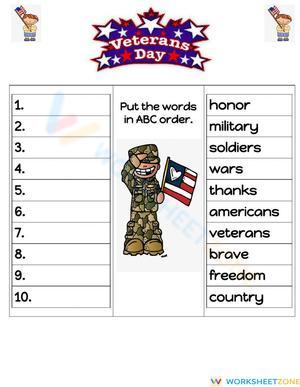 Veterans Day ABC order