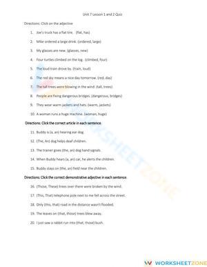 Unit 7 Lessons 1 and 2 Quiz