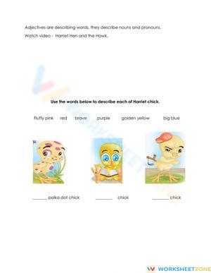 Grade 1 Adjectives — Printable No-Prep Worksheet