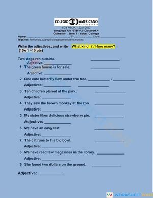 Grade 5 Adjectives — Printable No-Prep Worksheet