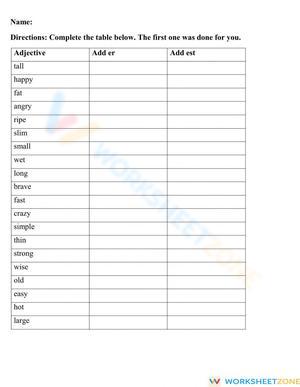 Printable Adjectives Worksheet | Grade 1-3 Language
