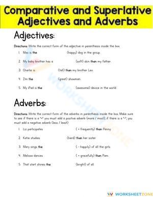 Comparative and Superlative Adjectives and Adverbs (4th grade)