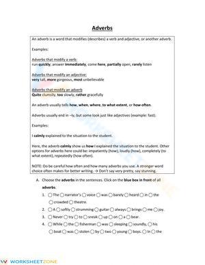 Essential Adverbs Practice Worksheet | Grade 5 ELA