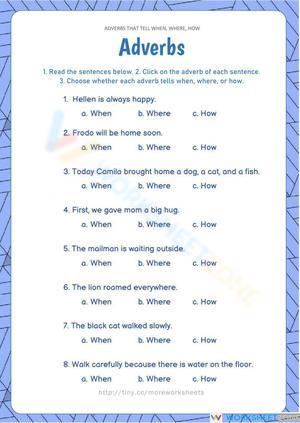 Grade 3 Adverbs — Printable No-Prep Worksheet
