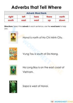 Grade 2 Adverbs of Place — Printable No-Prep Worksheet