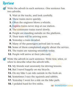 Grade 4 Adverbs — Printable No-Prep Worksheet
